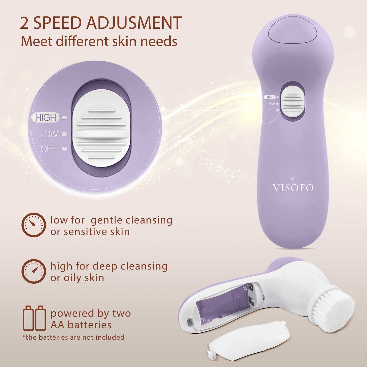 Facial brush 5 in 1, Lilacamethyst