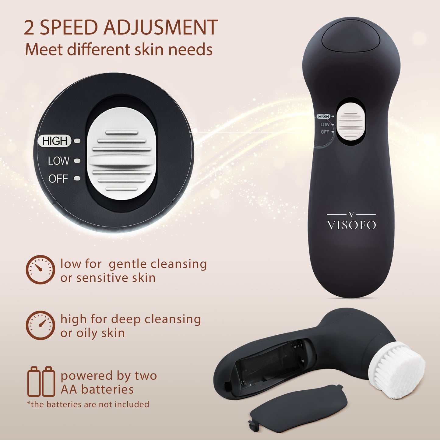 Facial brush 5 in 1, Onyx